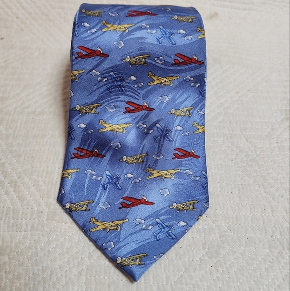 Museum Artifacts Airplane blue silk tie. - Picture 6 of 6
